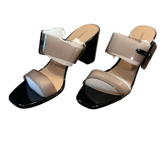 Chinese Laundry Sylvia Clear Block Heel Size 10 Slip On Smoke Square Toe - Picture 4 of 14